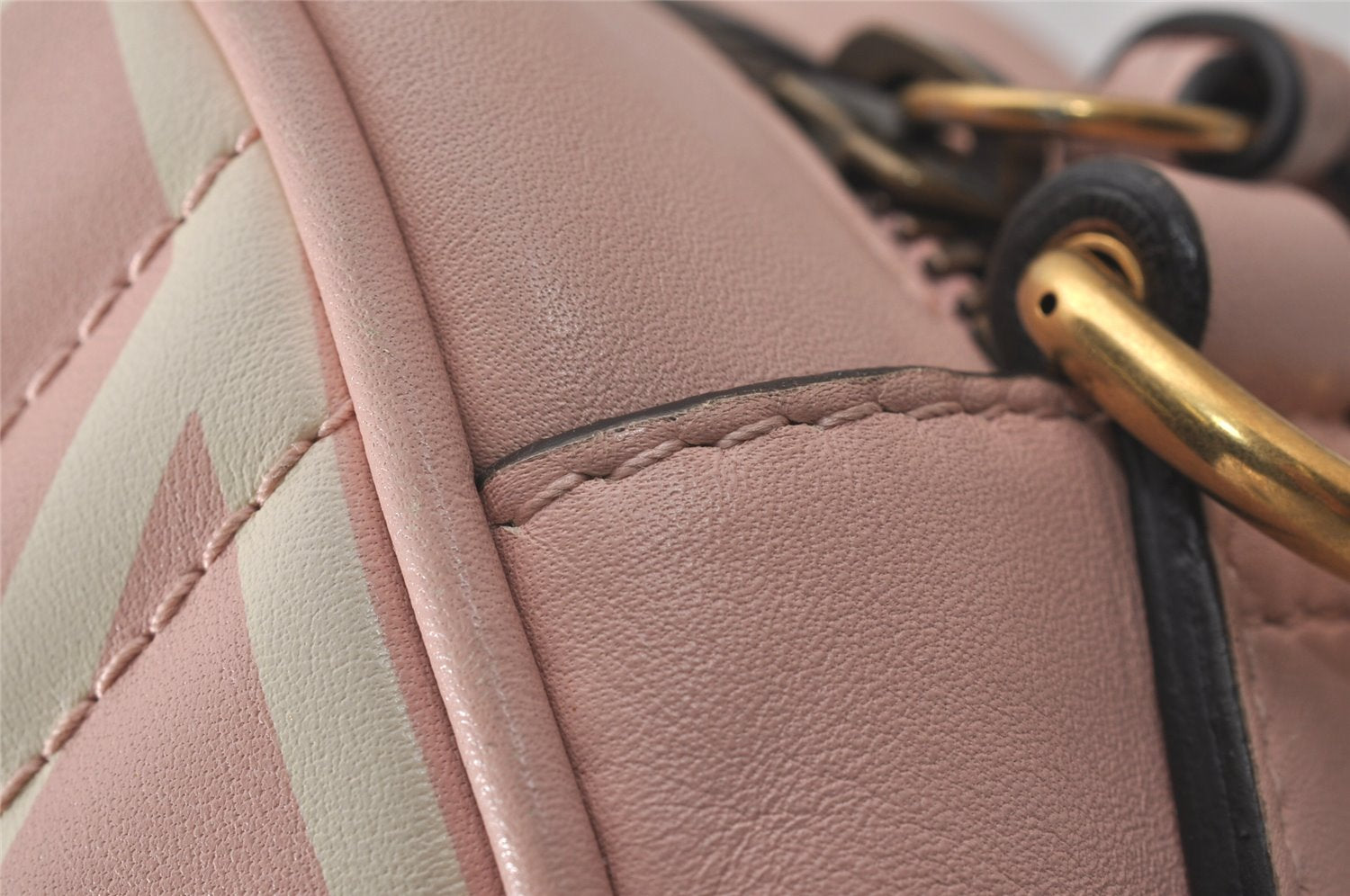 Authentic GUCCI GG Marmont Ghost Shoulder Cross Bag Leather 447632 Pink 4152I