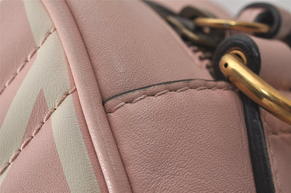 Authentic GUCCI GG Marmont Ghost Shoulder Cross Bag Leather 447632 Pink 4152I