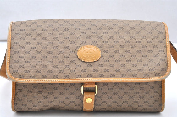 Authentic GUCCI Micro GG PVC Leather Shoulder Cross Body Bag Purse Brown 4152K
