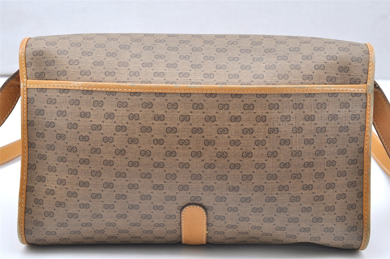 Authentic GUCCI Micro GG PVC Leather Shoulder Cross Body Bag Purse Brown 4152K