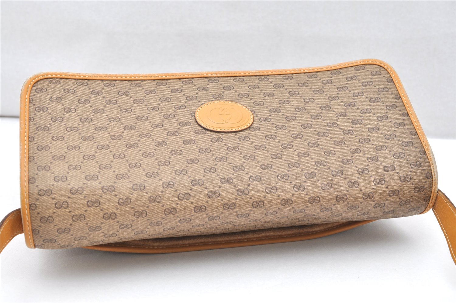 Authentic GUCCI Micro GG PVC Leather Shoulder Cross Body Bag Purse Brown 4152K