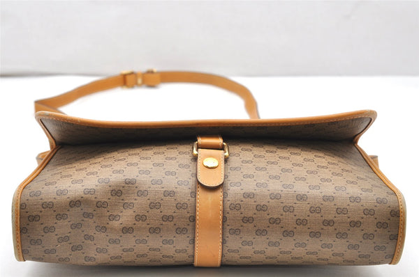 Authentic GUCCI Micro GG PVC Leather Shoulder Cross Body Bag Purse Brown 4152K