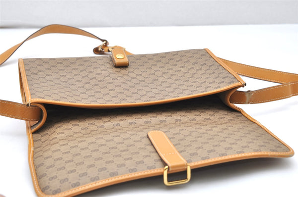 Authentic GUCCI Micro GG PVC Leather Shoulder Cross Body Bag Purse Brown 4152K