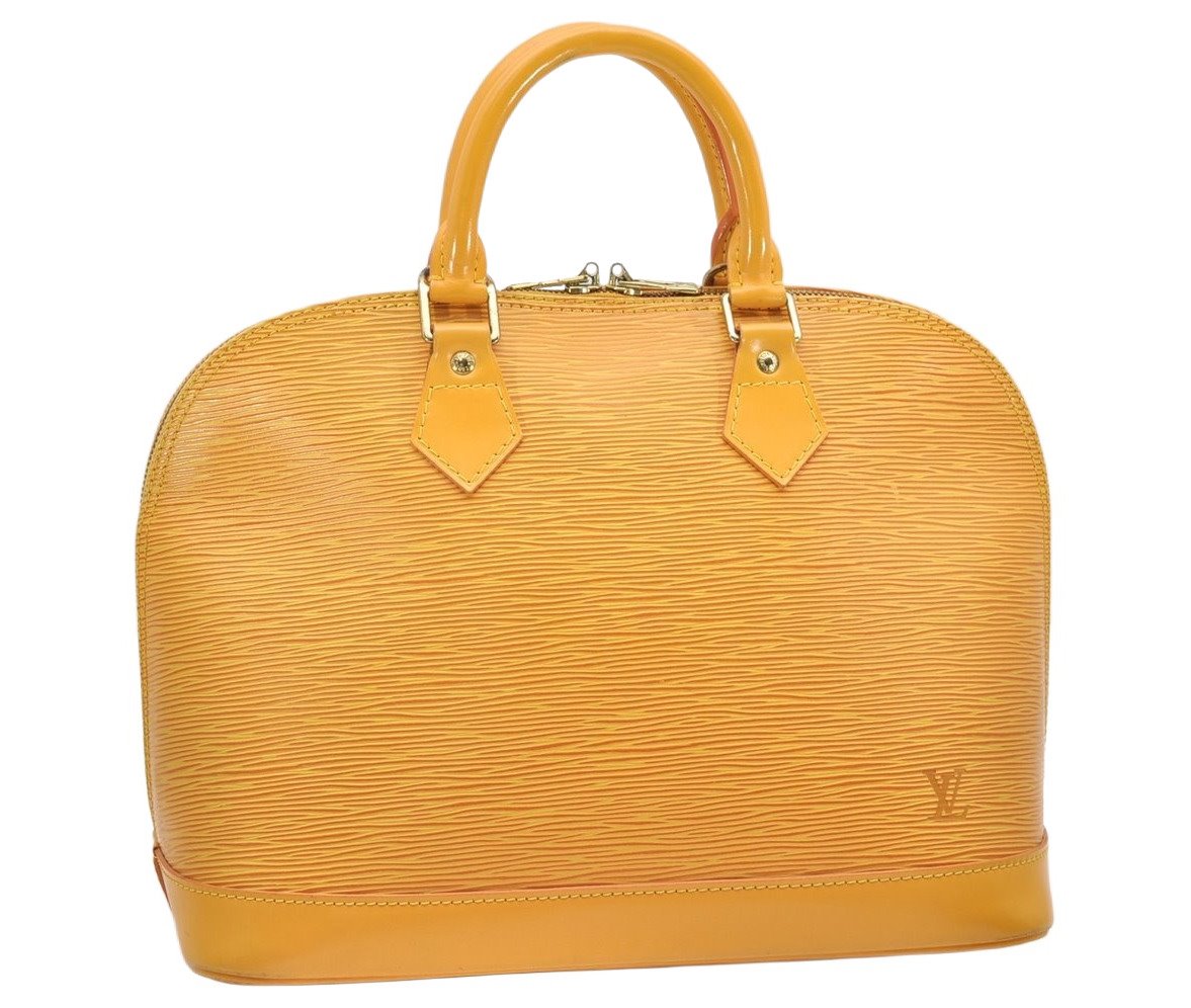 Authentic Louis Vuitton Epi Alma PM Hand Bag Yellow M52149 LV 4153K