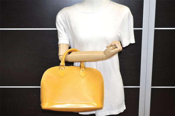 Authentic Louis Vuitton Epi Alma PM Hand Bag Yellow M52149 LV 4153K