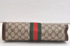 Authentic GUCCI Web Sherry Line Clutch Hand Bag GG PVC Leather Brown Junk 4154K