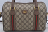 Auth GUCCI Web Sherry Line 2Way Shoulder Bag GG PVC Leather Brown Junk 4155I