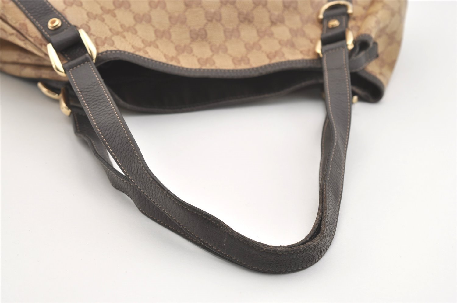 Authentic GUCCI GG Crystal Abbey Tote Bag GG PVC Leather 293578 Brown 4155J