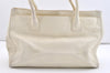Authentic CHANEL Calf Skin Executive Line Turnlock 2Way Tote Bag White 4156J