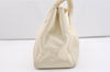 Authentic CHANEL Calf Skin Executive Line Turnlock 2Way Tote Bag White 4156J