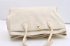 Authentic CHANEL Calf Skin Executive Line Turnlock 2Way Tote Bag White 4156J