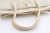 Authentic CHANEL Calf Skin Executive Line Turnlock 2Way Tote Bag White 4156J