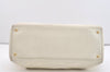 Authentic CHANEL Calf Skin Executive Line Turnlock 2Way Tote Bag White 4156J