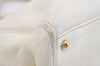 Authentic CHANEL Calf Skin Executive Line Turnlock 2Way Tote Bag White 4156J