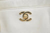 Authentic CHANEL Calf Skin Executive Line Turnlock 2Way Tote Bag White 4156J