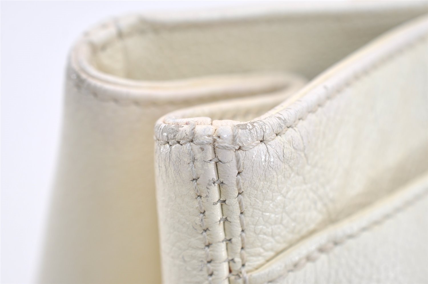 Authentic CHANEL Calf Skin Executive Line Turnlock 2Way Tote Bag White 4156J