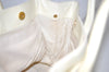 Authentic CHANEL Calf Skin Executive Line Turnlock 2Way Tote Bag White 4156J