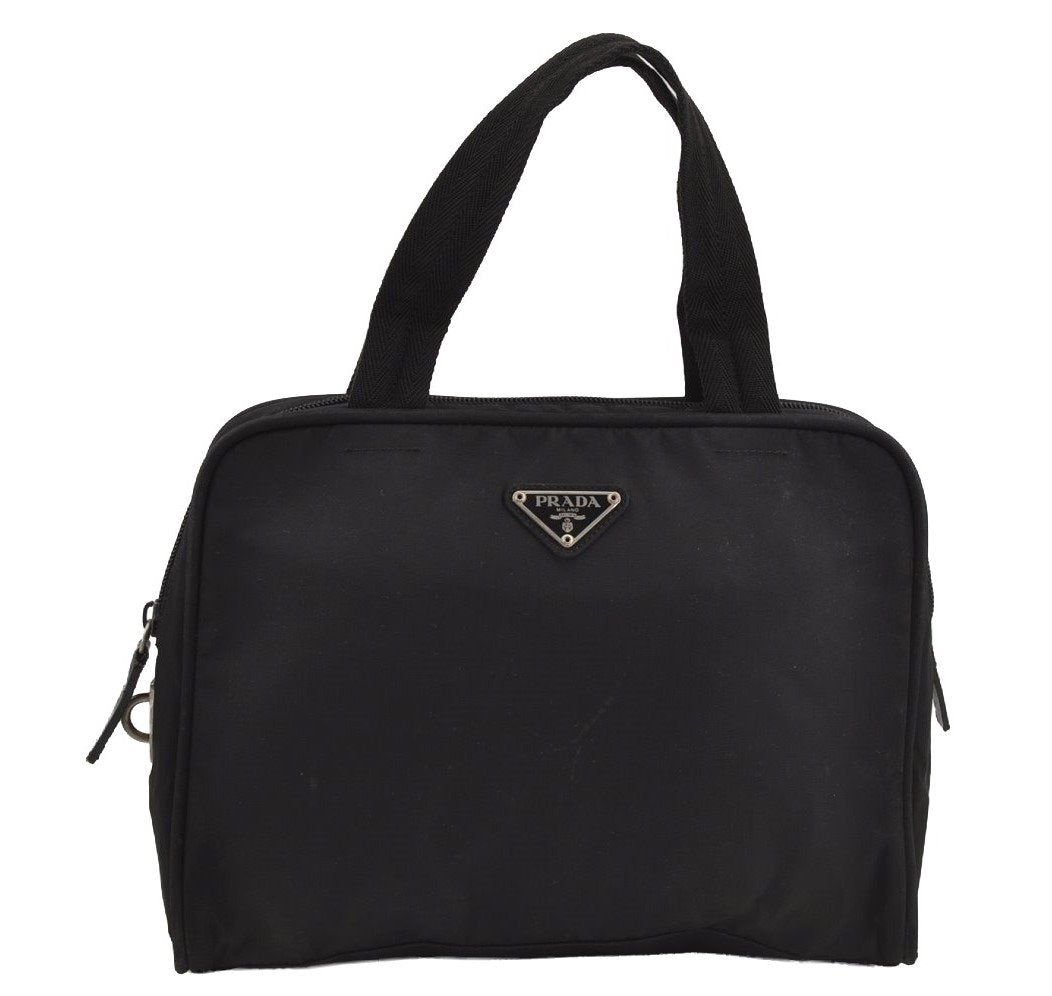 Authentic PRADA Nylon Tessuto Leather Shoulder Hand Bag Purse Black 4157J
