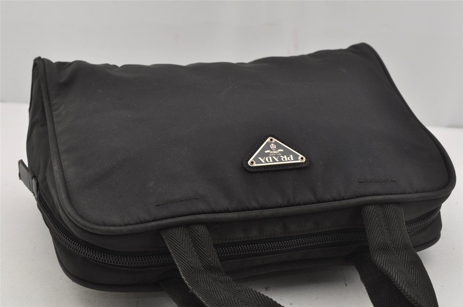 Authentic PRADA Nylon Tessuto Leather Shoulder Hand Bag Purse Black 4157J