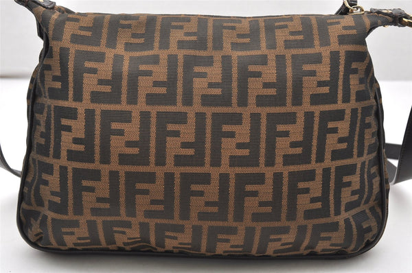 Authentic FENDI Vintage Zucca Shoulder Cross Body Bag Canvas Leather Brown 4159K