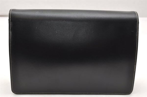 Authentic Christian Dior Chain Shoulder Cross Body Bag Leather Black CD 4160K