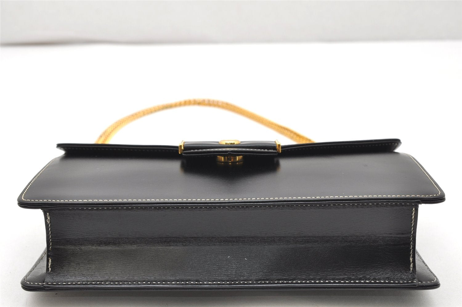 Authentic Christian Dior Chain Shoulder Cross Body Bag Leather Black CD 4160K