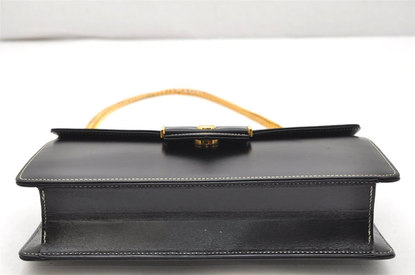 Authentic Christian Dior Chain Shoulder Cross Body Bag Leather Black CD 4160K