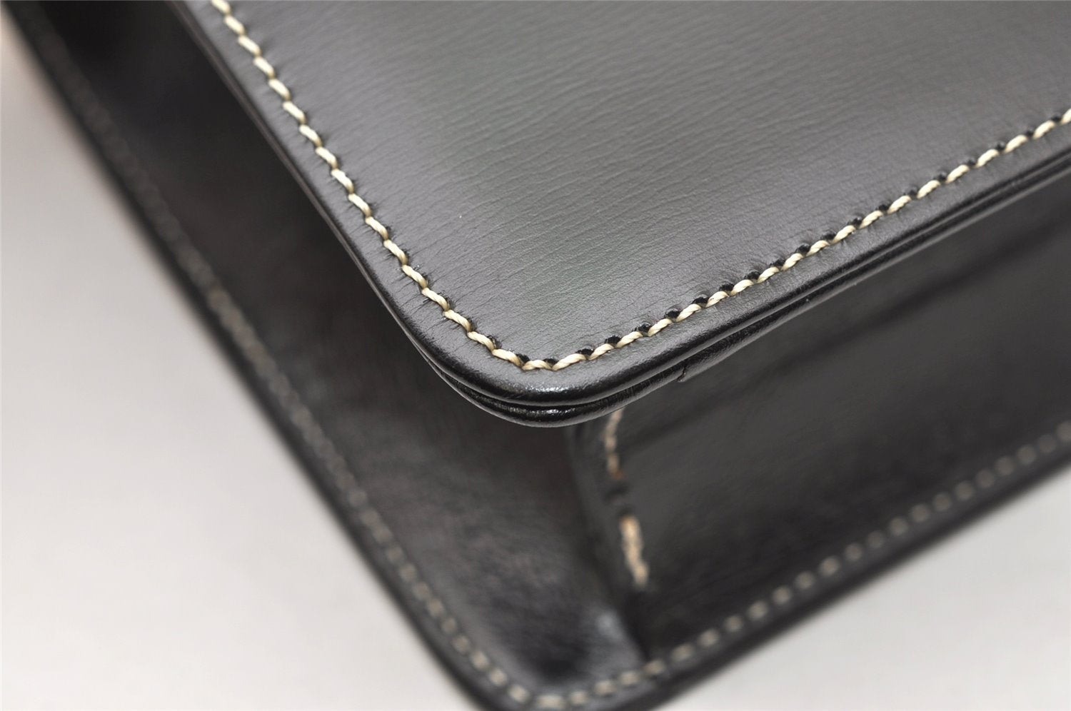 Authentic Christian Dior Chain Shoulder Cross Body Bag Leather Black CD 4160K