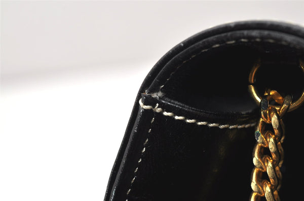Authentic Christian Dior Chain Shoulder Cross Body Bag Leather Black CD 4160K