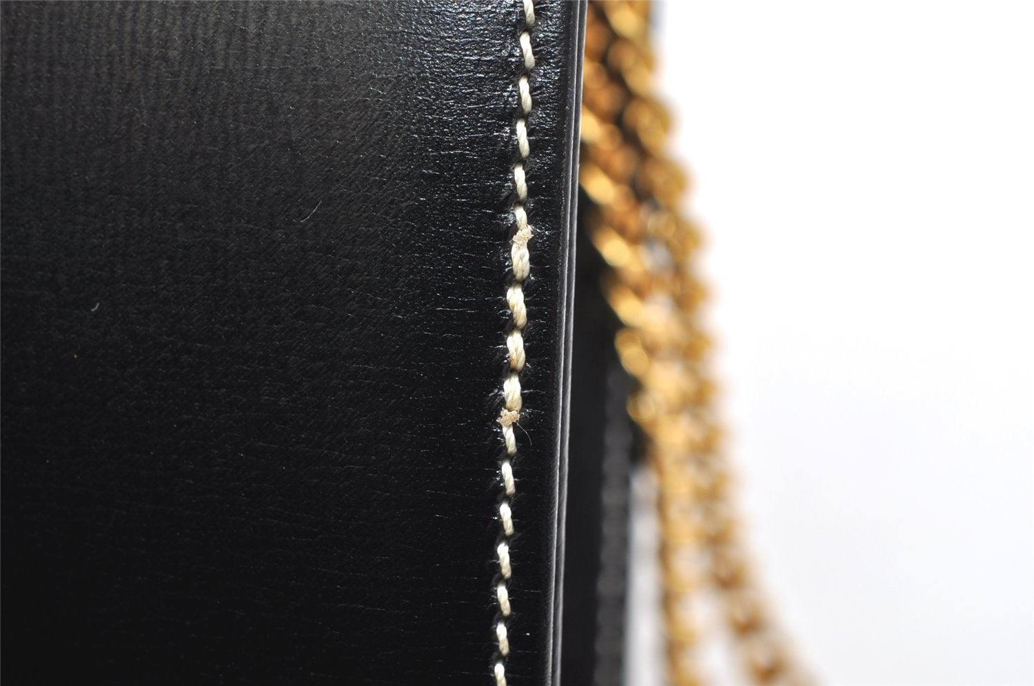 Authentic Christian Dior Chain Shoulder Cross Body Bag Leather Black CD 4160K