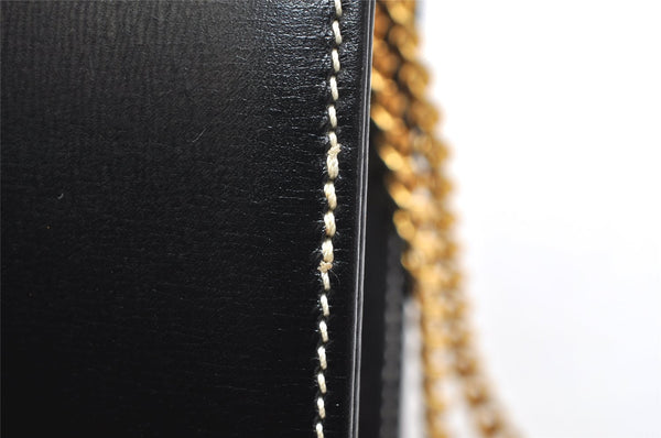 Authentic Christian Dior Chain Shoulder Cross Body Bag Leather Black CD 4160K
