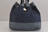 Authentic CHANEL Denim Matelasse 2Way Drawstring Hand Backpack CC Navy 4162J