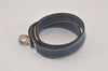 Authentic HERMES Leather Kelly Double Tour Bangle Bracelet Silver Blue 4162L