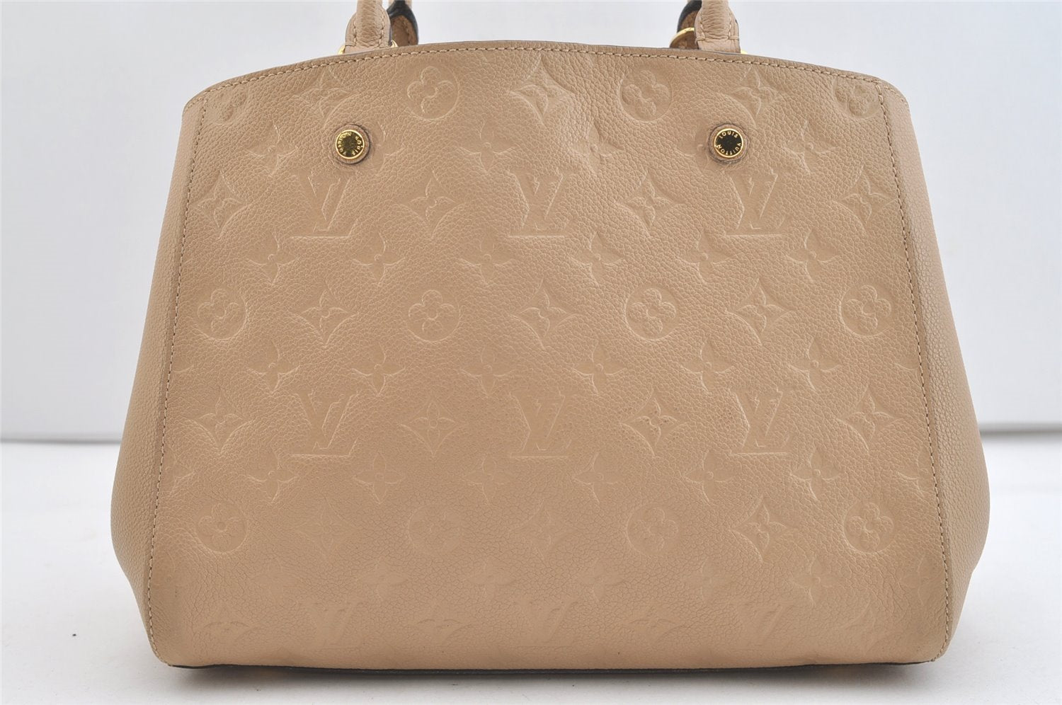 Auth Louis Vuitton Monogram Empreinte Montaigne MM 2Way Hand Bag Beige LV 4163J