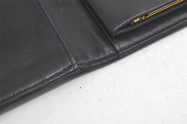 Authentic CHANEL Caviar Skin CC Logo Long Bifold Wallet Purse Black 4163K