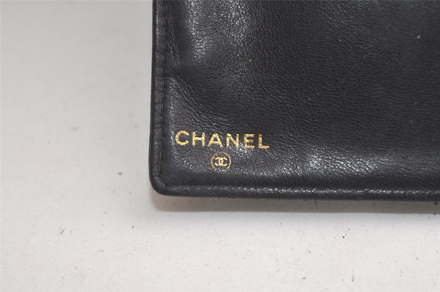 Authentic CHANEL Caviar Skin CC Logo Long Bifold Wallet Purse Black 4163K
