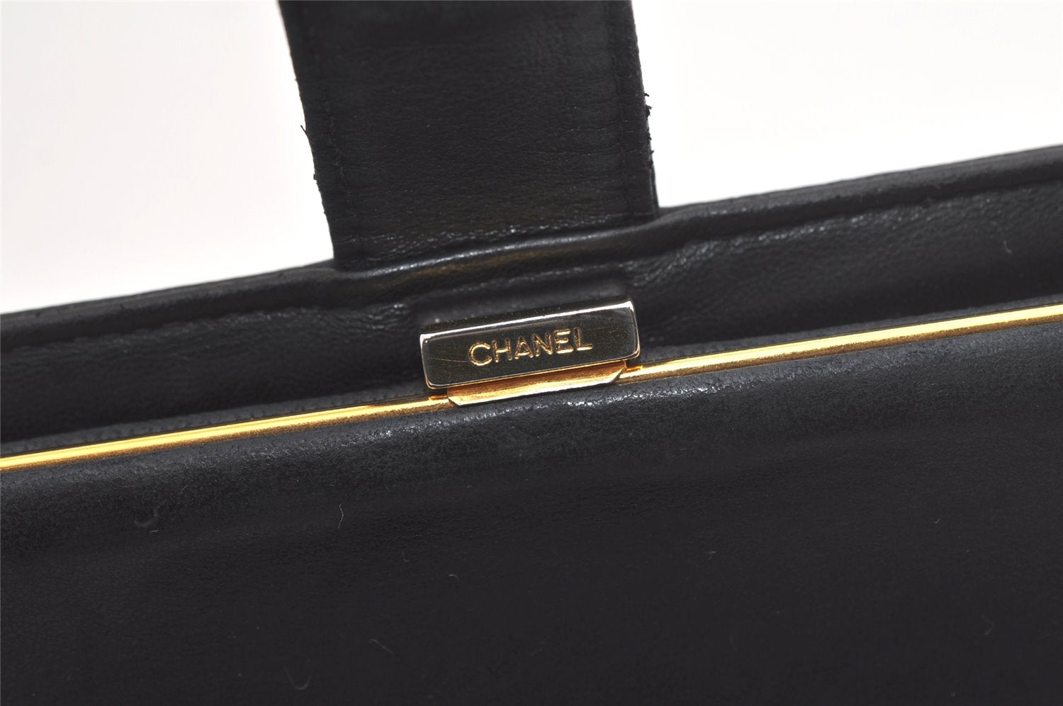 Authentic CHANEL Caviar Skin CC Logo Long Bifold Wallet Purse Black 4163K