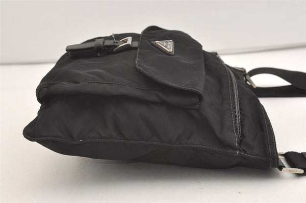 Authentic PRADA Vela Nylon Tessuto Leather Shoulder Cross Bag BT0573 Black 4165J