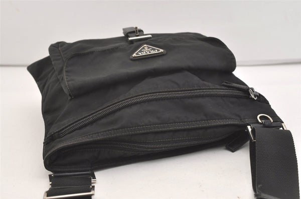 Authentic PRADA Vela Nylon Tessuto Leather Shoulder Cross Bag BT0573 Black 4165J