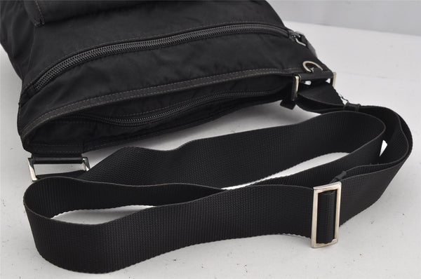 Authentic PRADA Vela Nylon Tessuto Leather Shoulder Cross Bag BT0573 Black 4165J
