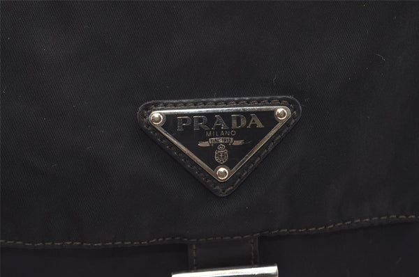 Authentic PRADA Vela Nylon Tessuto Leather Shoulder Cross Bag BT0573 Black 4165J