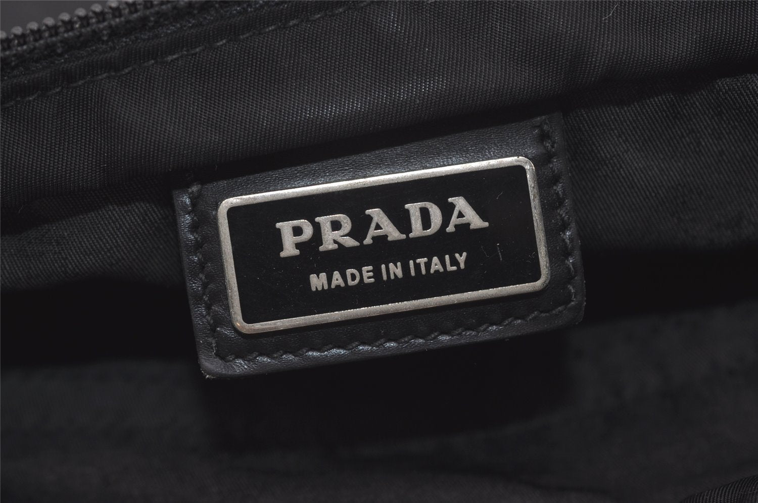 Authentic PRADA Vela Nylon Tessuto Leather Shoulder Cross Bag BT0573 Black 4165J