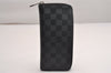 Authentic Louis Vuitton Damier Graphite Zippy Wallet Vertical N63095 LV 4166J