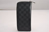 Authentic Louis Vuitton Damier Graphite Zippy Wallet Vertical N63095 LV 4166J