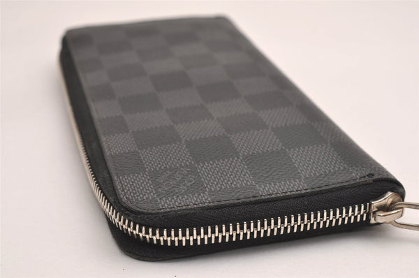 Authentic Louis Vuitton Damier Graphite Zippy Wallet Vertical N63095 LV 4166J