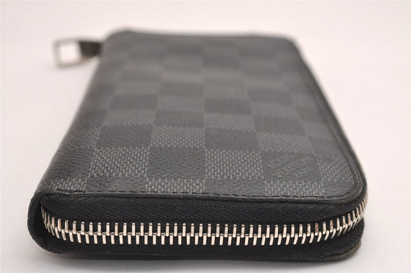 Authentic Louis Vuitton Damier Graphite Zippy Wallet Vertical N63095 LV 4166J