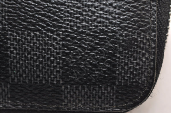 Authentic Louis Vuitton Damier Graphite Zippy Wallet Vertical N63095 LV 4166J