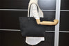 Authentic FENDI Vintage Zucchino Shoulder Tote Bag Canvas Leather Black 4166K