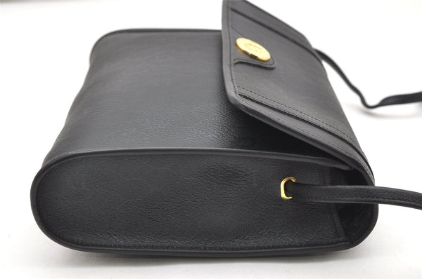 Authentic Christian Dior Honeycomb Shoulder Cross Bag PVC Leather Black 4167K