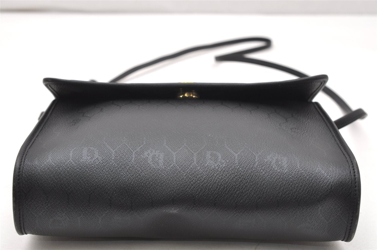 Authentic Christian Dior Honeycomb Shoulder Cross Bag PVC Leather Black 4167K